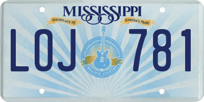 MS license plate LOJ781