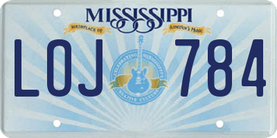 MS license plate LOJ784