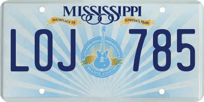 MS license plate LOJ785