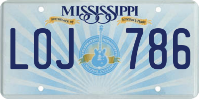 MS license plate LOJ786