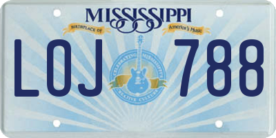 MS license plate LOJ788