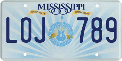 MS license plate LOJ789