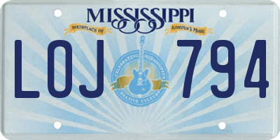 MS license plate LOJ794