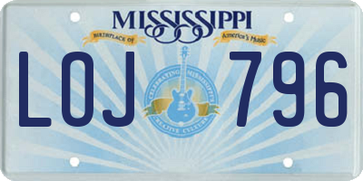 MS license plate LOJ796