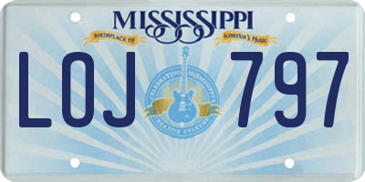MS license plate LOJ797