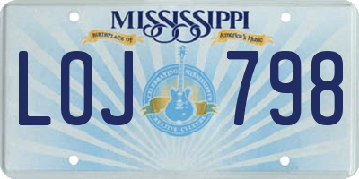 MS license plate LOJ798