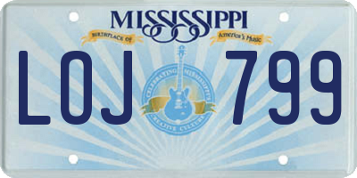 MS license plate LOJ799