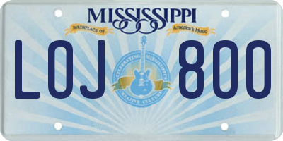 MS license plate LOJ800