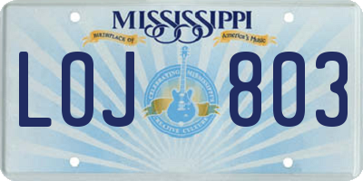 MS license plate LOJ803
