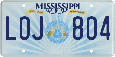 MS license plate LOJ804