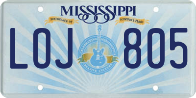 MS license plate LOJ805