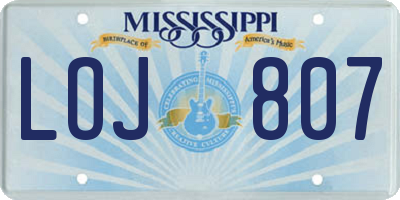 MS license plate LOJ807