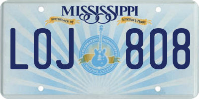MS license plate LOJ808