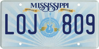 MS license plate LOJ809