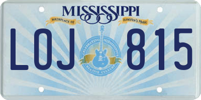 MS license plate LOJ815