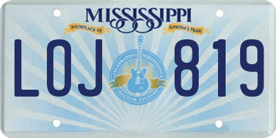MS license plate LOJ819