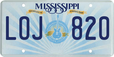 MS license plate LOJ820
