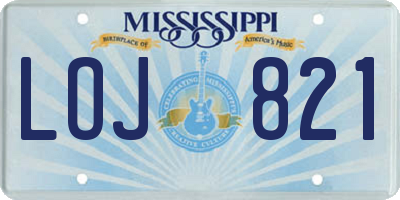MS license plate LOJ821