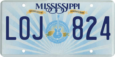 MS license plate LOJ824