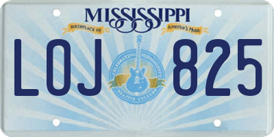 MS license plate LOJ825