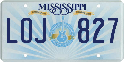 MS license plate LOJ827