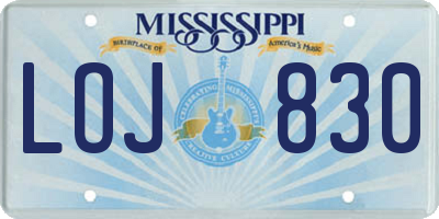 MS license plate LOJ830