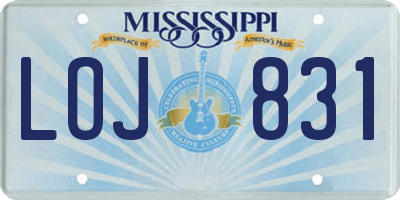 MS license plate LOJ831