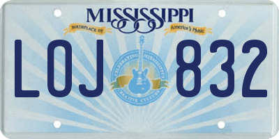 MS license plate LOJ832