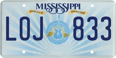 MS license plate LOJ833