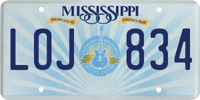 MS license plate LOJ834