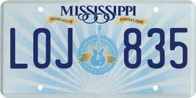 MS license plate LOJ835