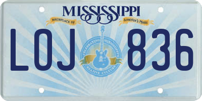 MS license plate LOJ836