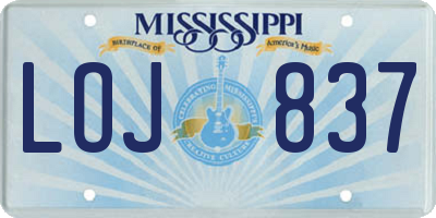 MS license plate LOJ837