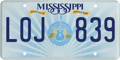 MS license plate LOJ839