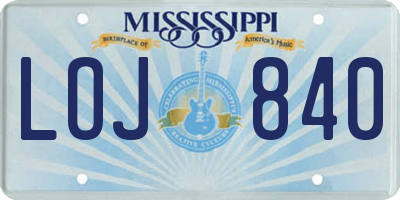 MS license plate LOJ840