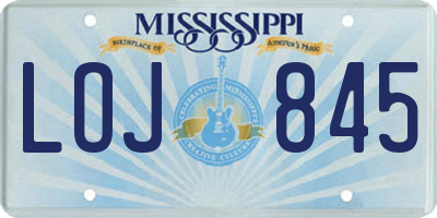 MS license plate LOJ845