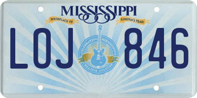 MS license plate LOJ846