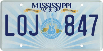 MS license plate LOJ847