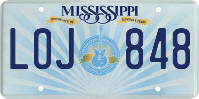MS license plate LOJ848