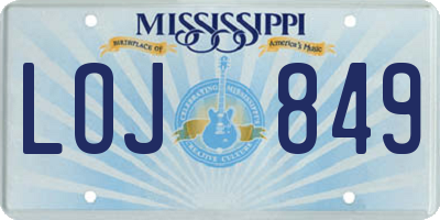 MS license plate LOJ849