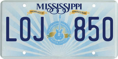 MS license plate LOJ850