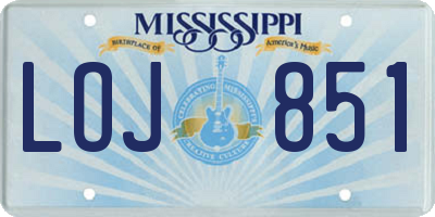 MS license plate LOJ851