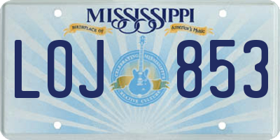 MS license plate LOJ853