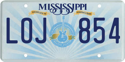 MS license plate LOJ854