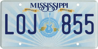 MS license plate LOJ855