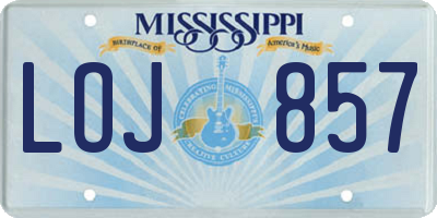 MS license plate LOJ857