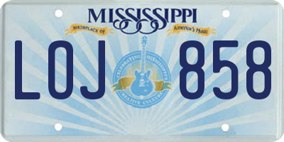 MS license plate LOJ858