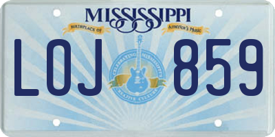 MS license plate LOJ859