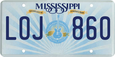 MS license plate LOJ860