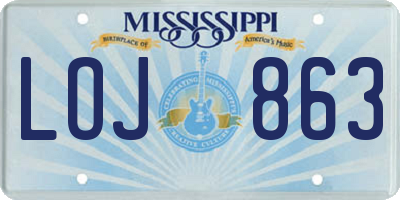 MS license plate LOJ863